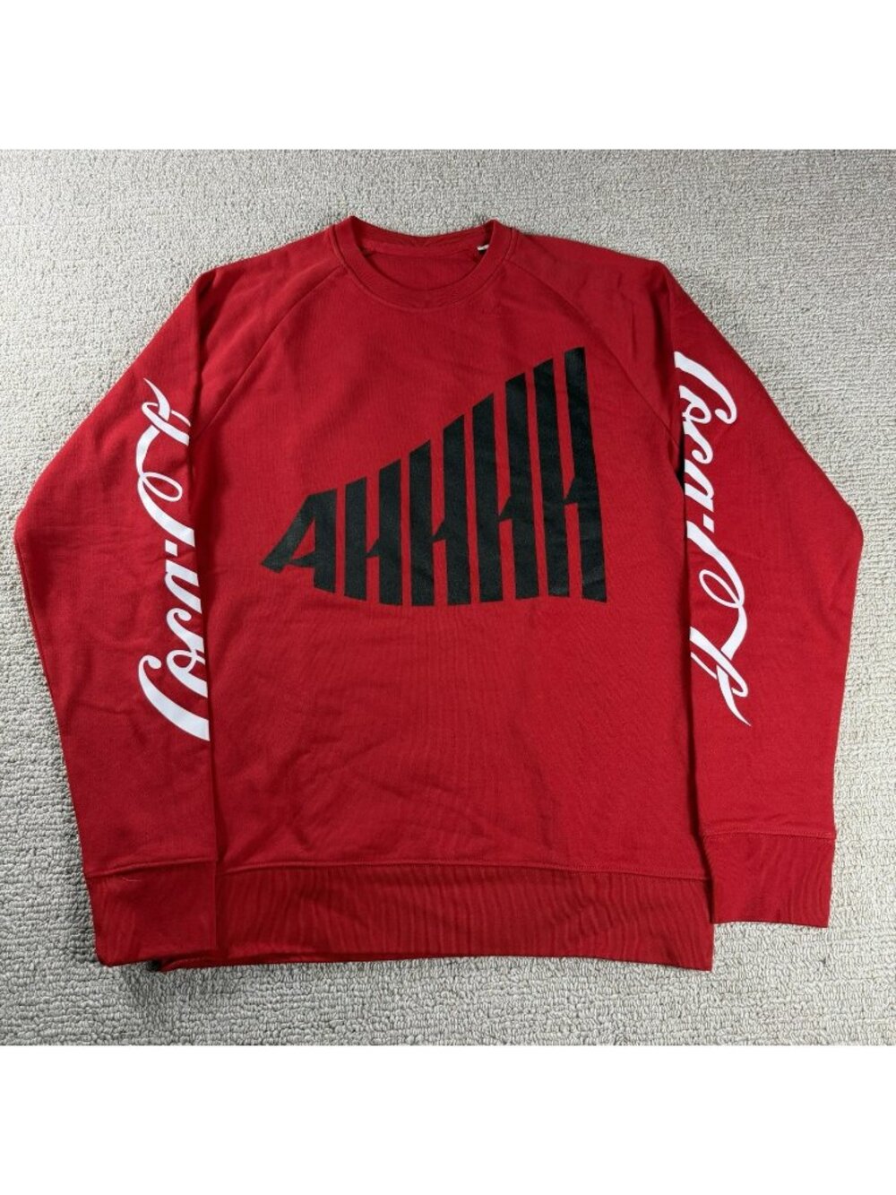 Coca Cola Ahhhh Logo Long Sleeve Sweatshirt Red Men’s Size Medium